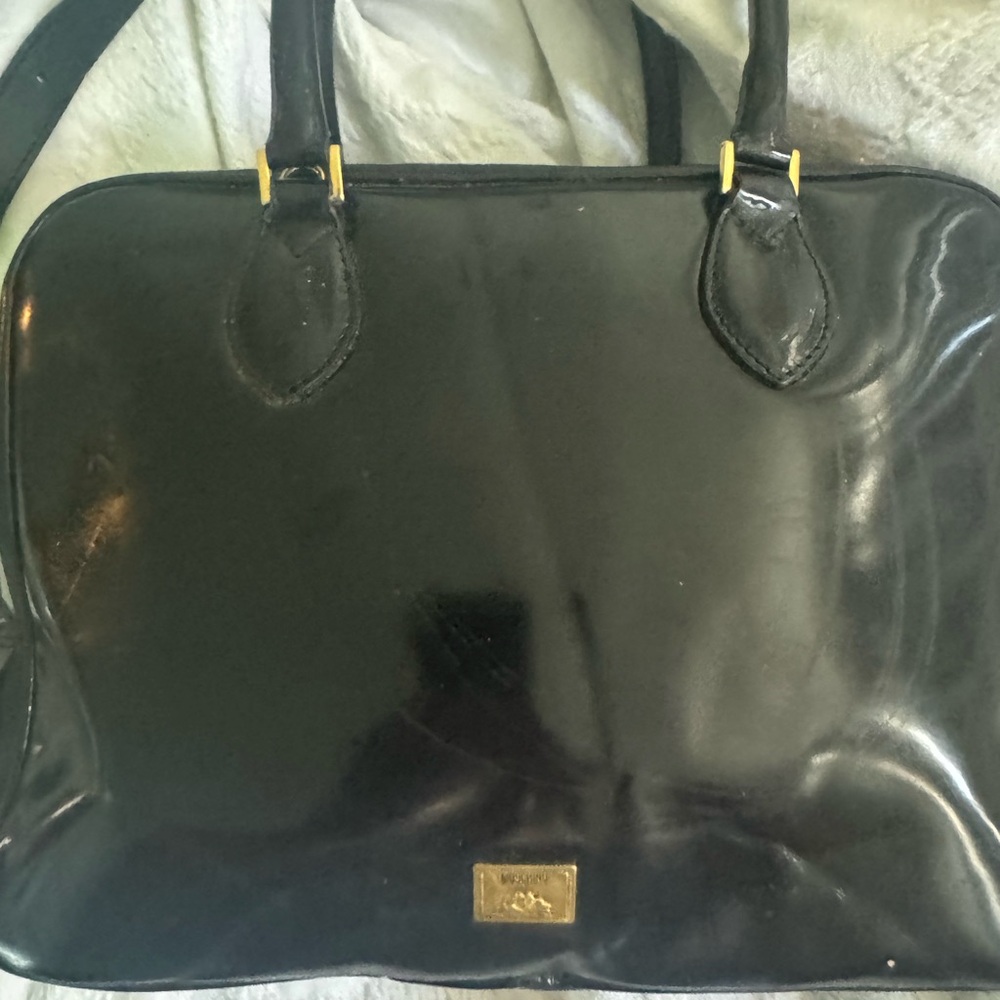 Moschino Glossy Black Shoulder Bag
